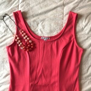 Coral sleeveless skater dress
